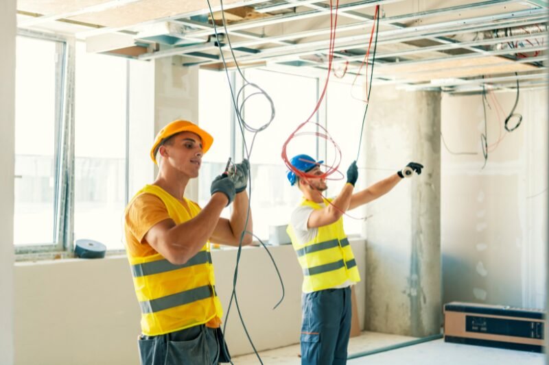 electricians wear rubber gloves when working with electric wires